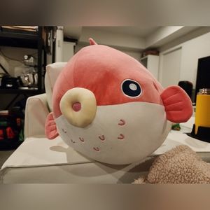 Pink Pufferfish Plushie- 15x20"